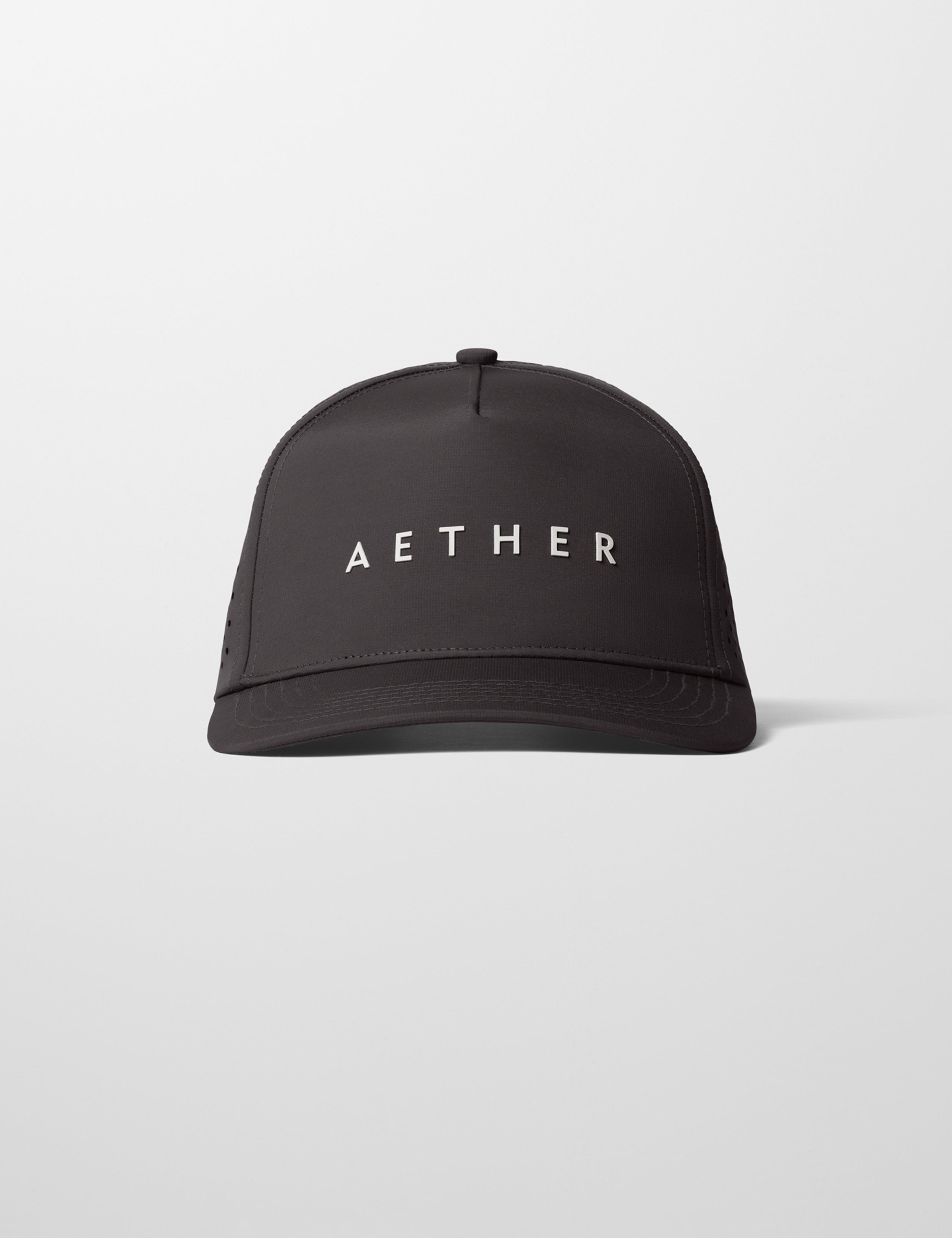 Front view of Adventure Mesh Hat in Onyx Black from AETHER Apparel.