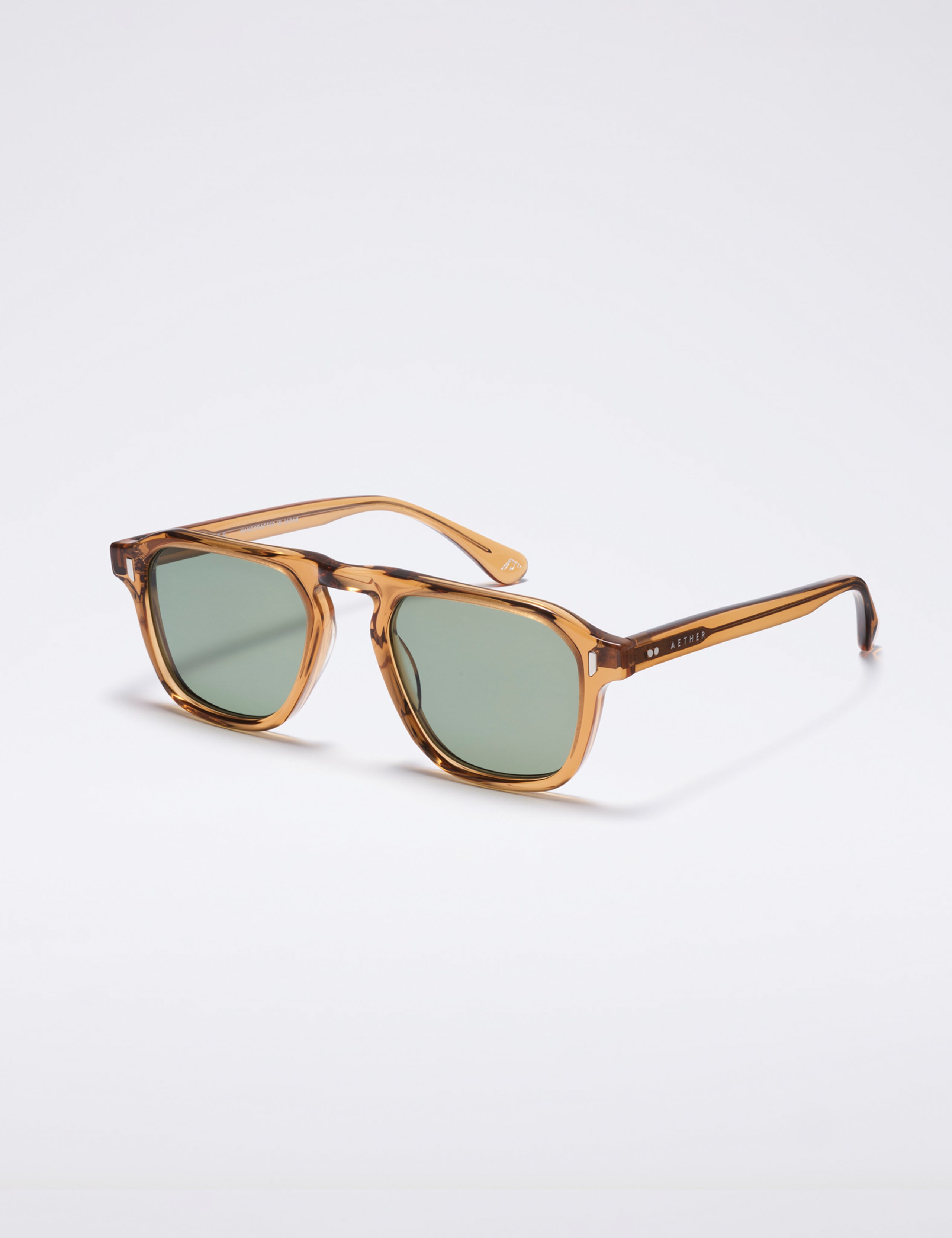 Front 3/4 view of Sequoia Sunglass in Whiskey with G15 Lens from AETHER Apparel.